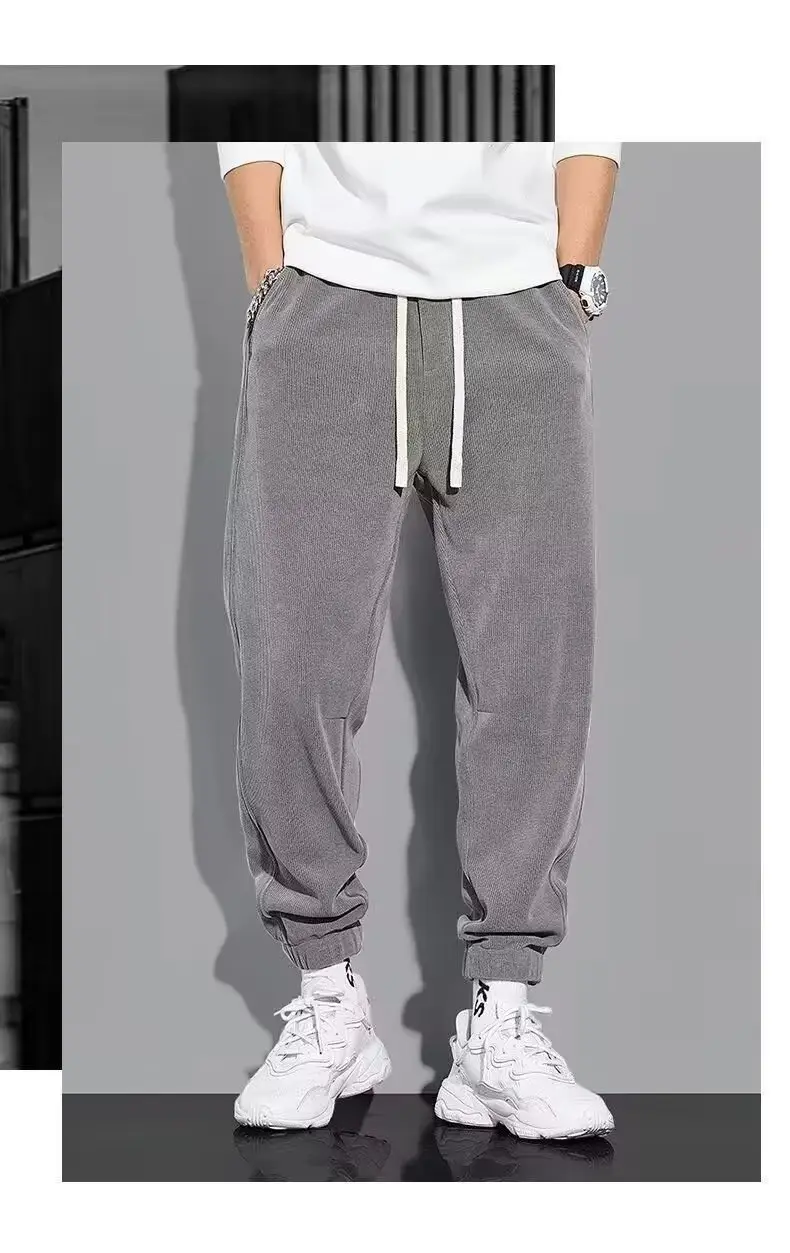 Men Fleece Warm Pants Winter Casual Beige Black Beige — feature 3