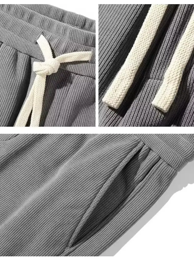 Men Fleece Warm Pants Winter Casual Beige Black Beige — feature 7