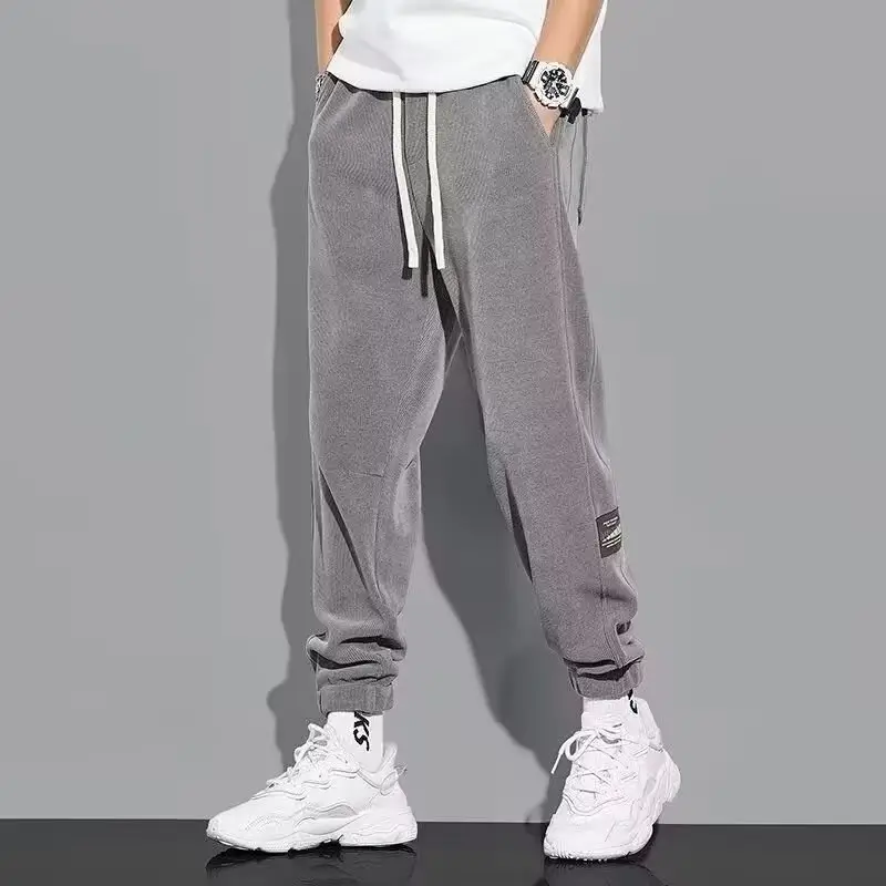 Men Fleece Warm Pants Winter Casual Beige Black Beige - Image 5