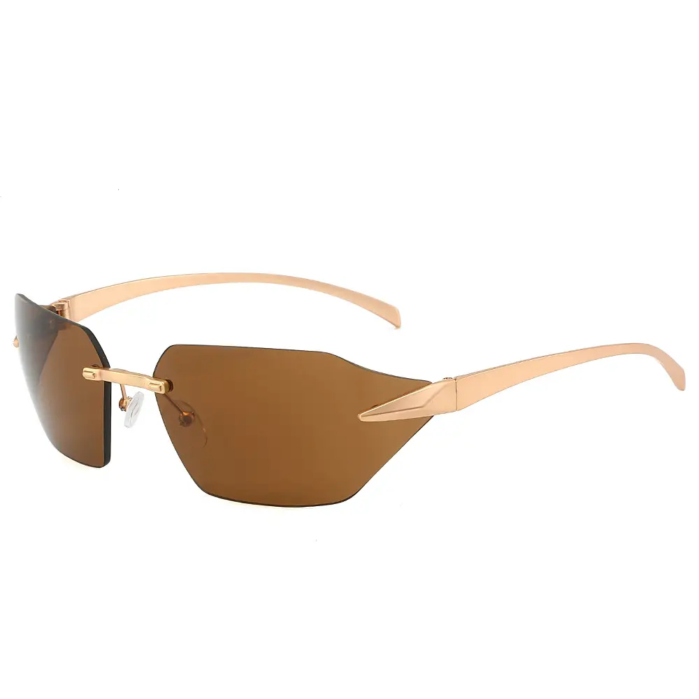 Cross-Border Unisex Curved Sunglasses Brown Tinted - Image 3