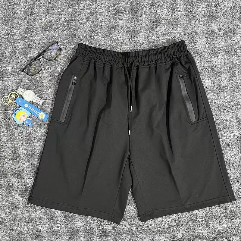 Men Grey Zipper Shorts Summer Casual 5Pc - Image 3