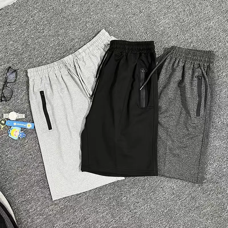 Men Grey Zipper Shorts Summer Casual 5Pc - Image 4