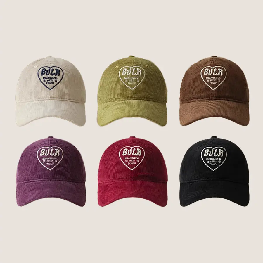 Women Embroidered Corduroy Peaked Hats Brown & Maroon - Image 4