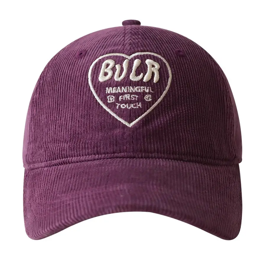 Women Embroidered Corduroy Peaked Hats Brown & Maroon - Image 8