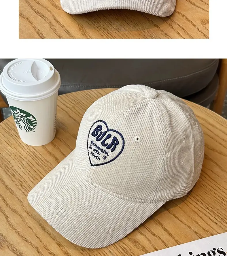 Women Embroidered Corduroy Peaked Hats Brown & Maroon — feature 10