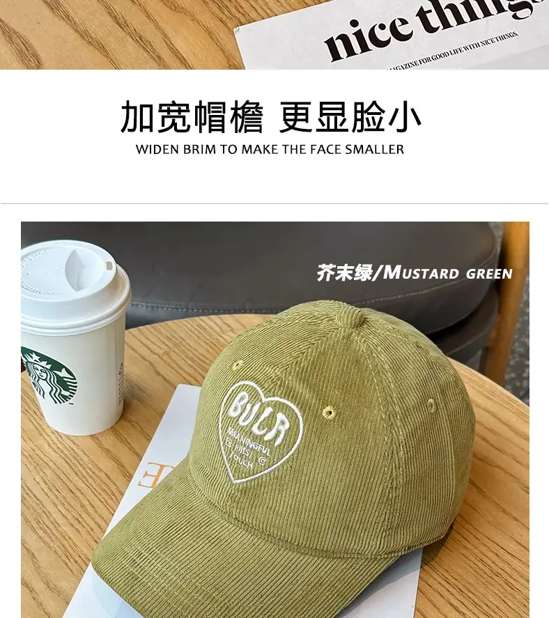 Women Embroidered Corduroy Peaked Hats Brown & Maroon — feature 11