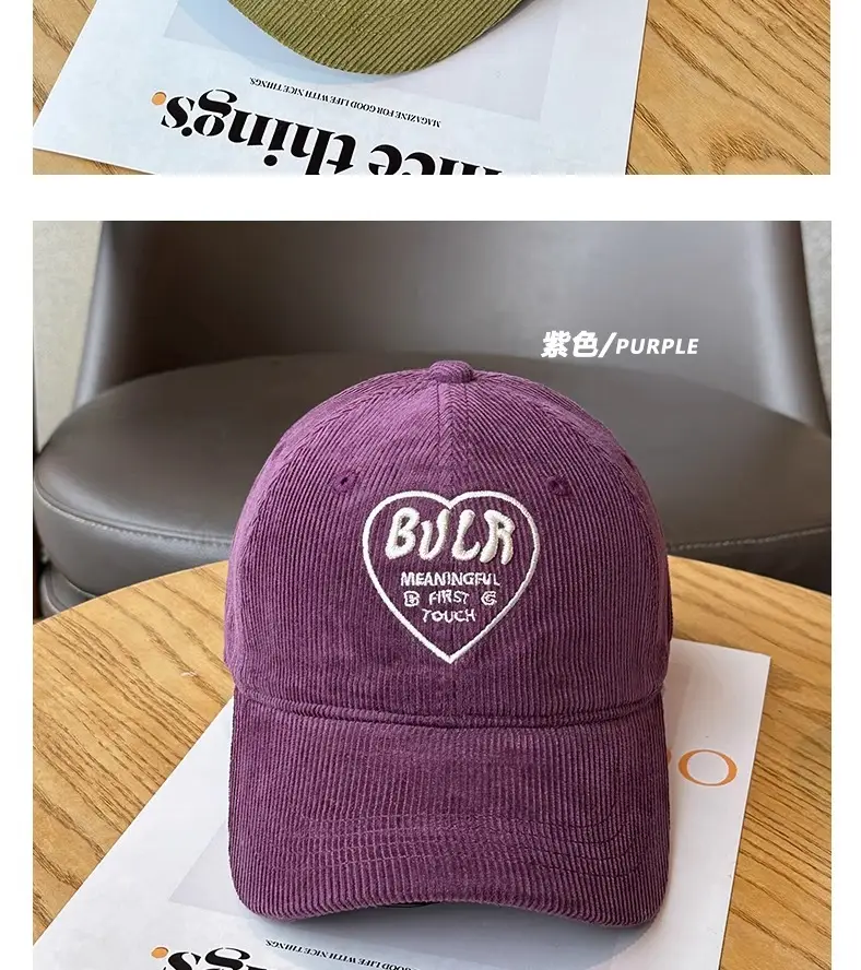 Women Embroidered Corduroy Peaked Hats Brown & Maroon — feature 12
