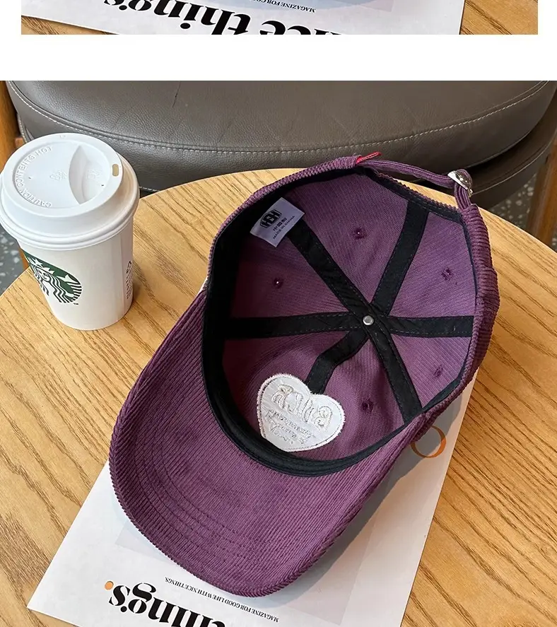 Women Embroidered Corduroy Peaked Hats Brown & Maroon — feature 13