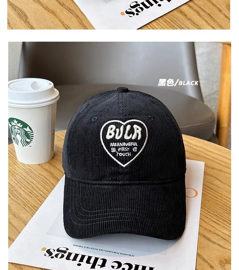 Women Embroidered Corduroy Peaked Hats Brown & Maroon — feature 18