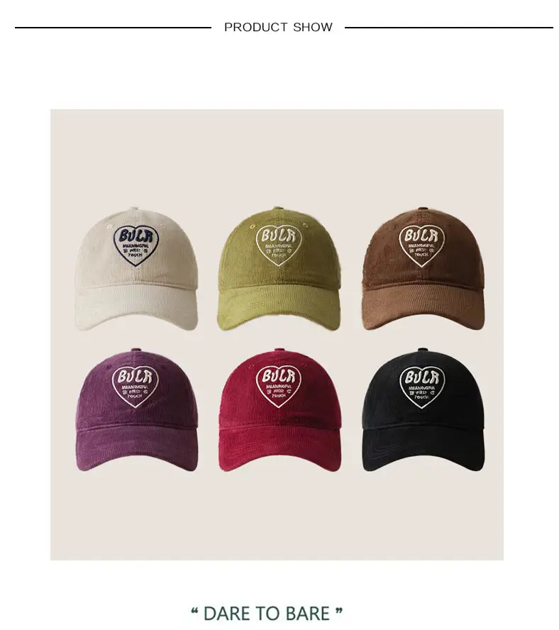 Women Embroidered Corduroy Peaked Hats Brown & Maroon — feature 4