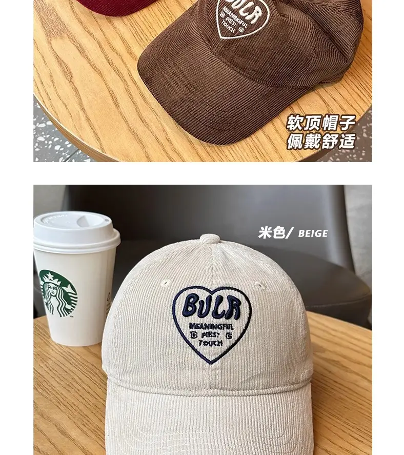 Women Embroidered Corduroy Peaked Hats Brown & Maroon — feature 9