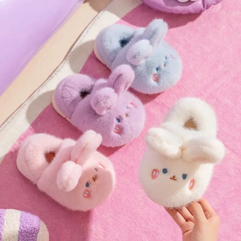Parent-child cotton shoes winter women's cartoon cute rabbit bag heel cotton slippers home indoor and outdoor warm fleece-lined cotton shoes - Image 3