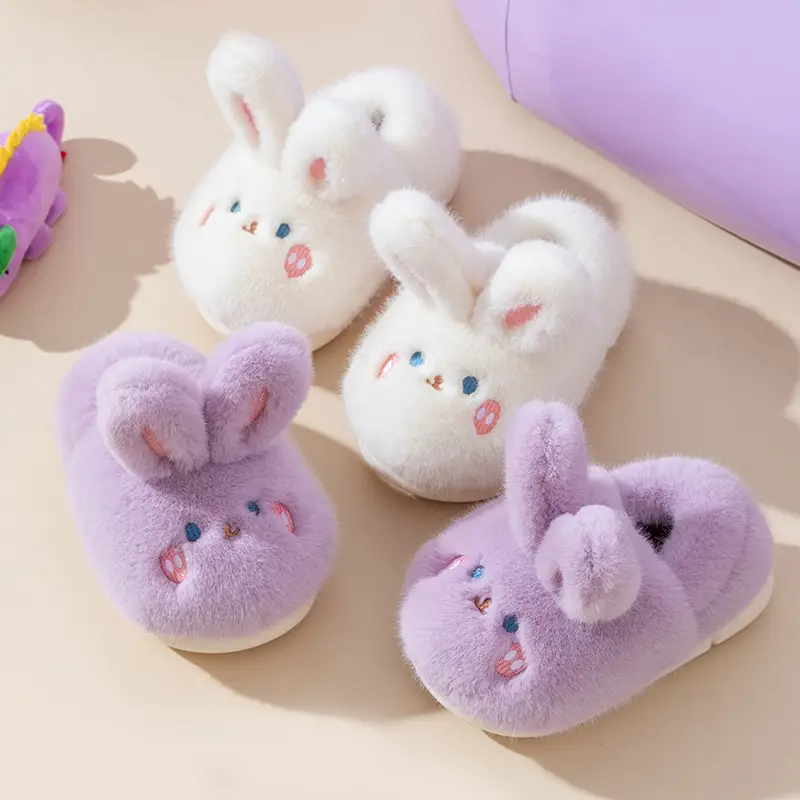Parent-child cotton shoes winter women's cartoon cute rabbit bag heel cotton slippers home indoor and outdoor warm fleece-lined cotton shoes - Image 4