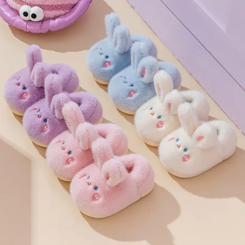 Parent-child cotton shoes winter women's cartoon cute rabbit bag heel cotton slippers home indoor and outdoor warm fleece-lined cotton shoes - Image 5