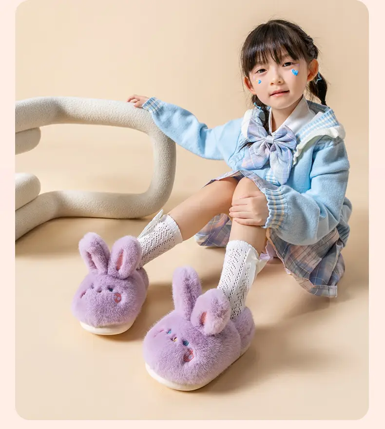 Parent-child cotton shoes winter women's cartoon cute rabbit bag heel cotton slippers home indoor and outdoor warm fleece-lined cotton shoes — feature 11