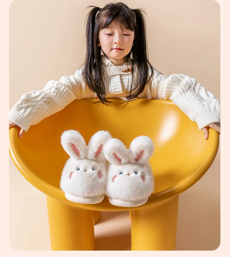 Parent-child cotton shoes winter women's cartoon cute rabbit bag heel cotton slippers home indoor and outdoor warm fleece-lined cotton shoes — feature 12