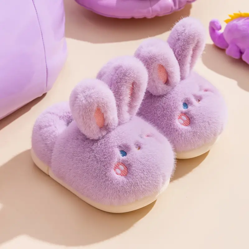 Parent-child cotton shoes winter women's cartoon cute rabbit bag heel cotton slippers home indoor and outdoor warm fleece-lined cotton shoes - Image 2