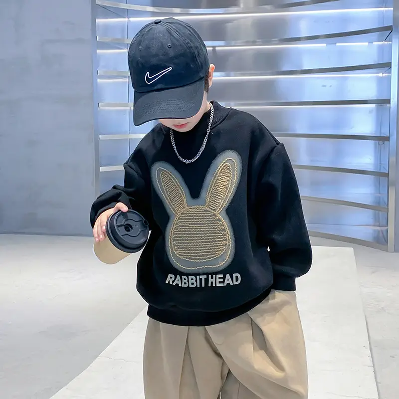 Kids Bunny Print Sweatshirt Black 2026 - Image 4