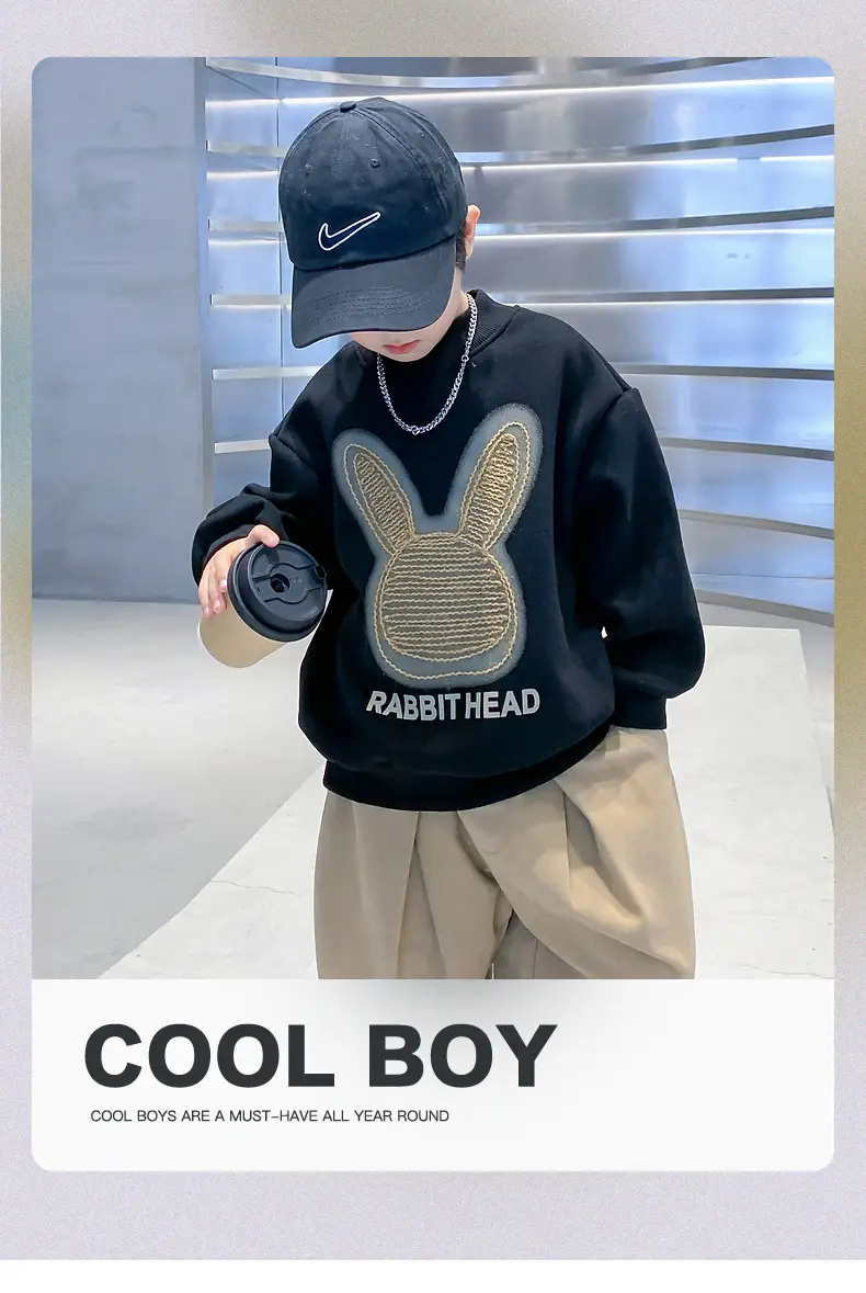 Kids Bunny Print Sweatshirt Black 2026 — feature 1