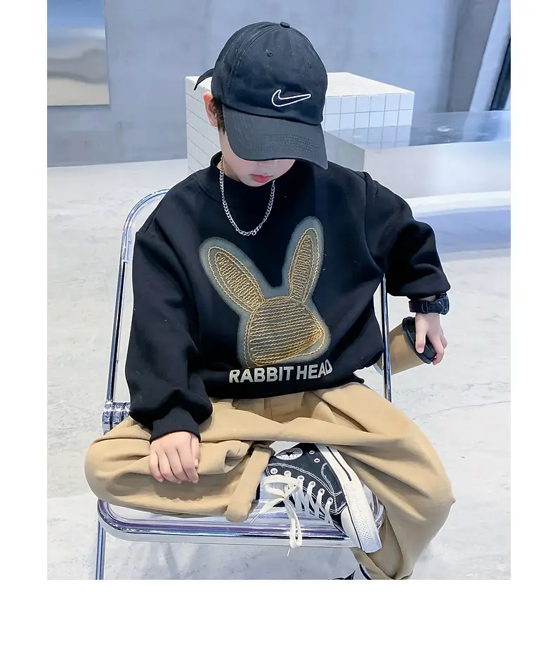 Kids Bunny Print Sweatshirt Black 2026 — feature 10