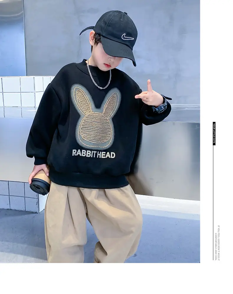 Kids Bunny Print Sweatshirt Black 2026 — feature 11