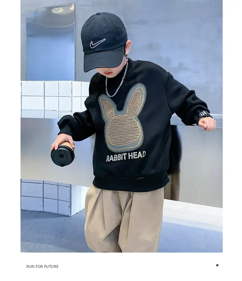 Kids Bunny Print Sweatshirt Black 2026 — feature 12