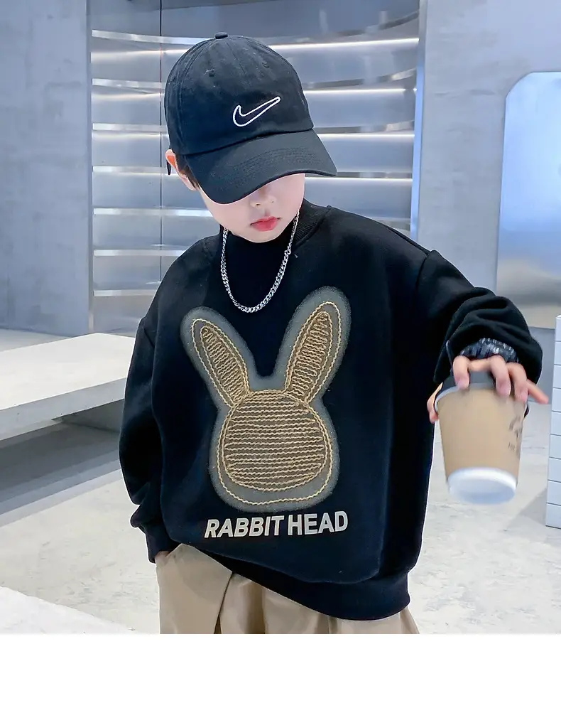 Kids Bunny Print Sweatshirt Black 2026 — feature 6
