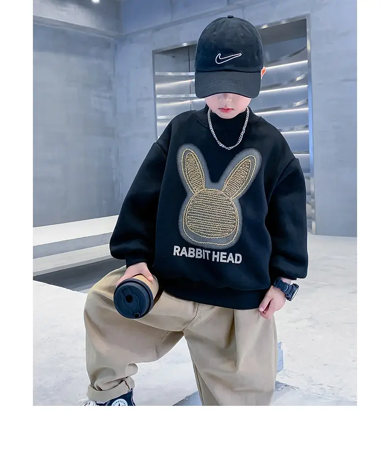 Kids Bunny Print Sweatshirt Black 2026 — feature 7