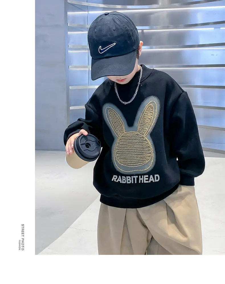 Kids Bunny Print Sweatshirt Black 2026 — feature 8