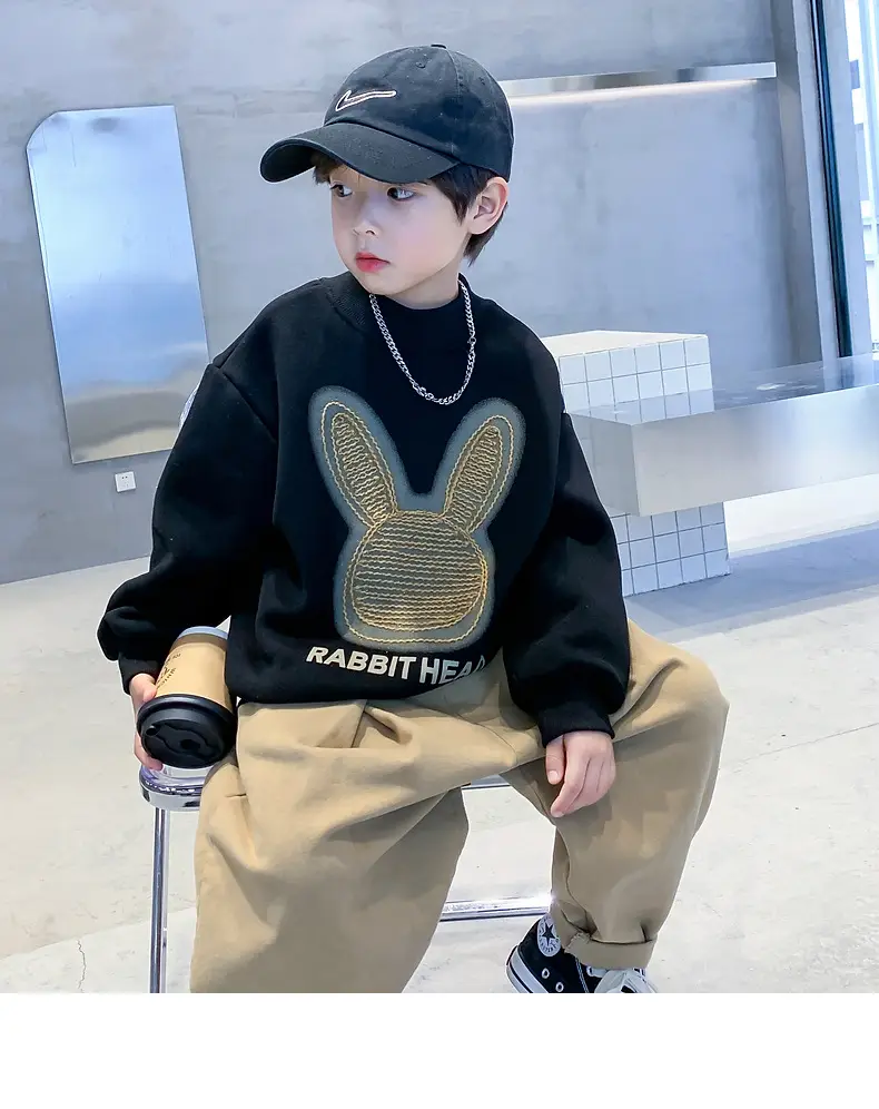Kids Bunny Print Sweatshirt Black 2026 — feature 9