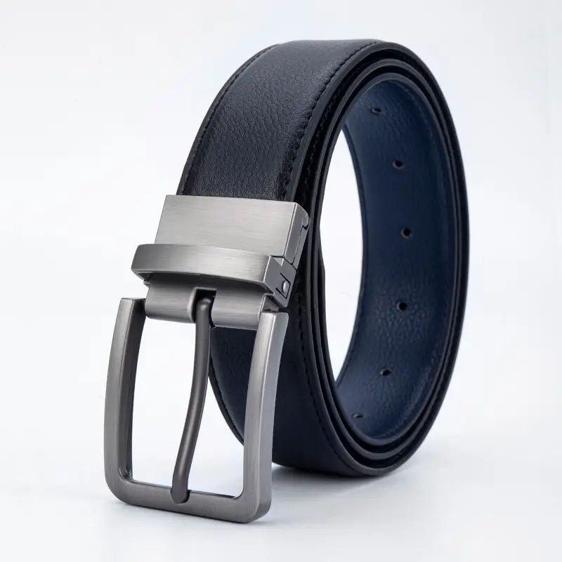 Men's Rotating Pin Buckle Belt Soft Leather Reversible Five-Color - Image 4