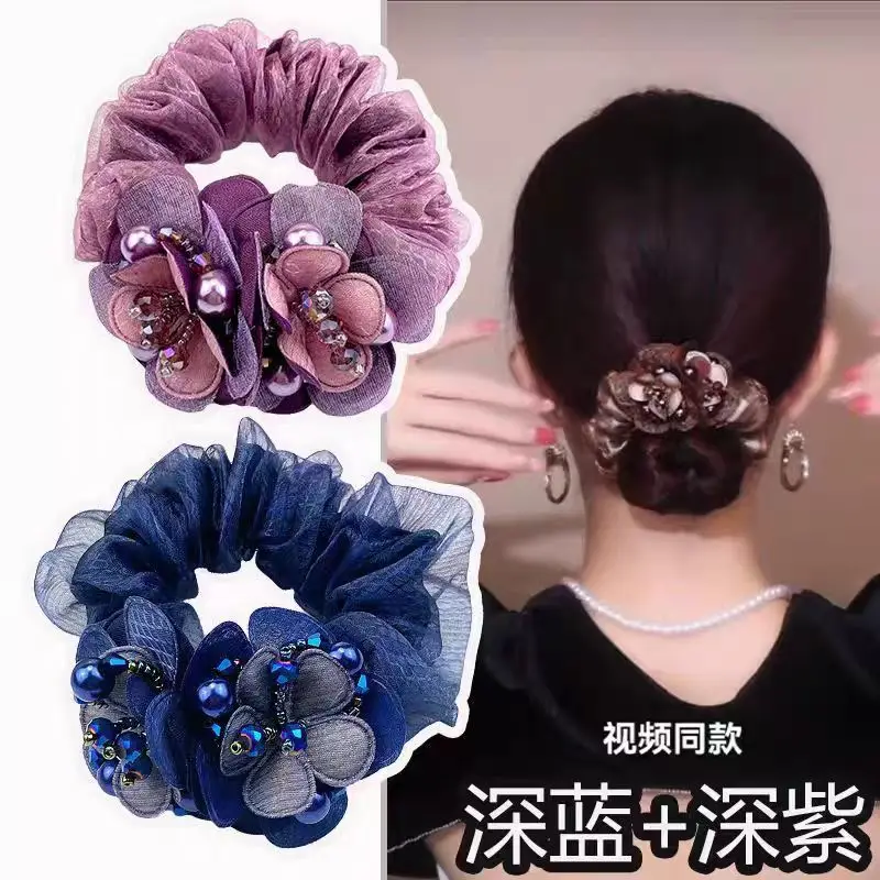 Elegant Flower Hair Bands for Women Deep Blue & Maroon — feature 5