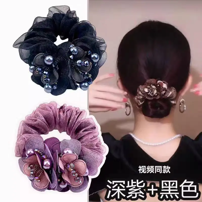 Elegant Flower Hair Bands for Women Deep Blue & Maroon — feature 6