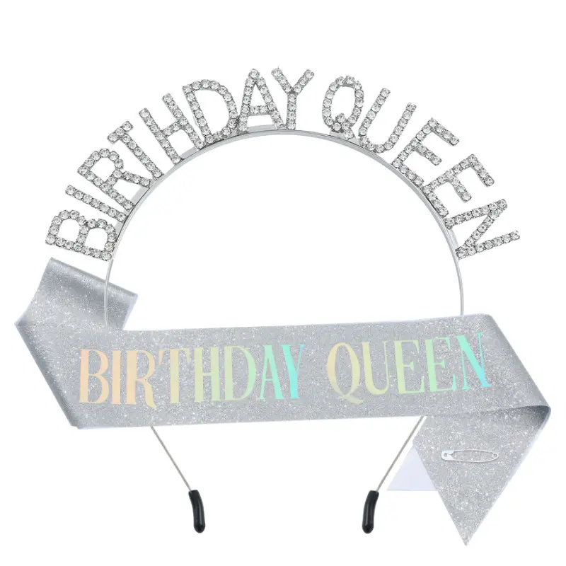 Birthday Queen Rhinestone Headband Belt Suit - Image 6