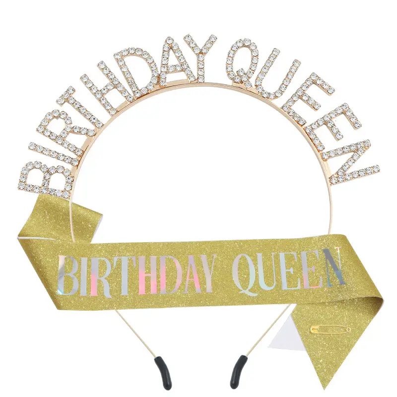 Birthday Queen Rhinestone Headband Belt Suit - Image 5