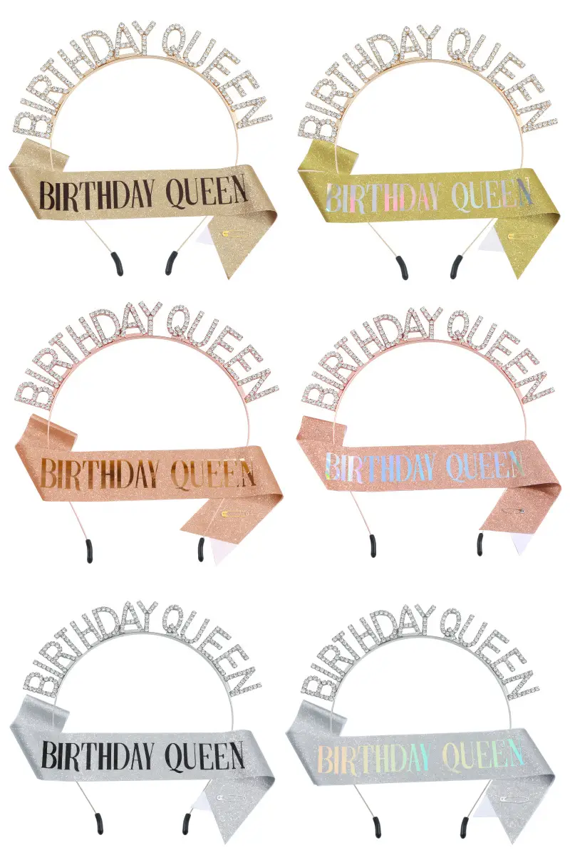 Birthday Queen Rhinestone Headband Belt Suit — feature 10