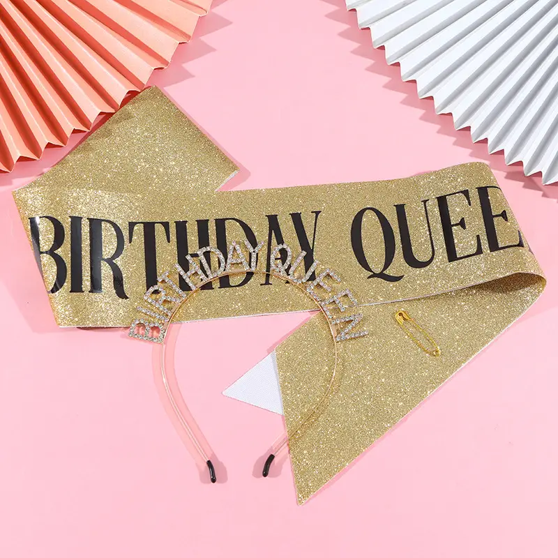 Birthday Queen Rhinestone Headband Belt Suit — feature 12