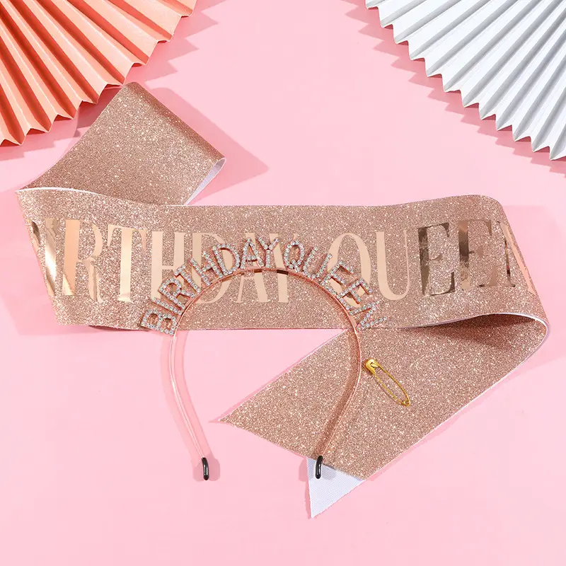 Birthday Queen Rhinestone Headband Belt Suit — feature 15