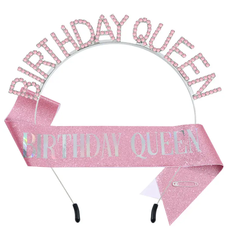 Birthday Queen Rhinestone Headband Belt Suit - Image 8