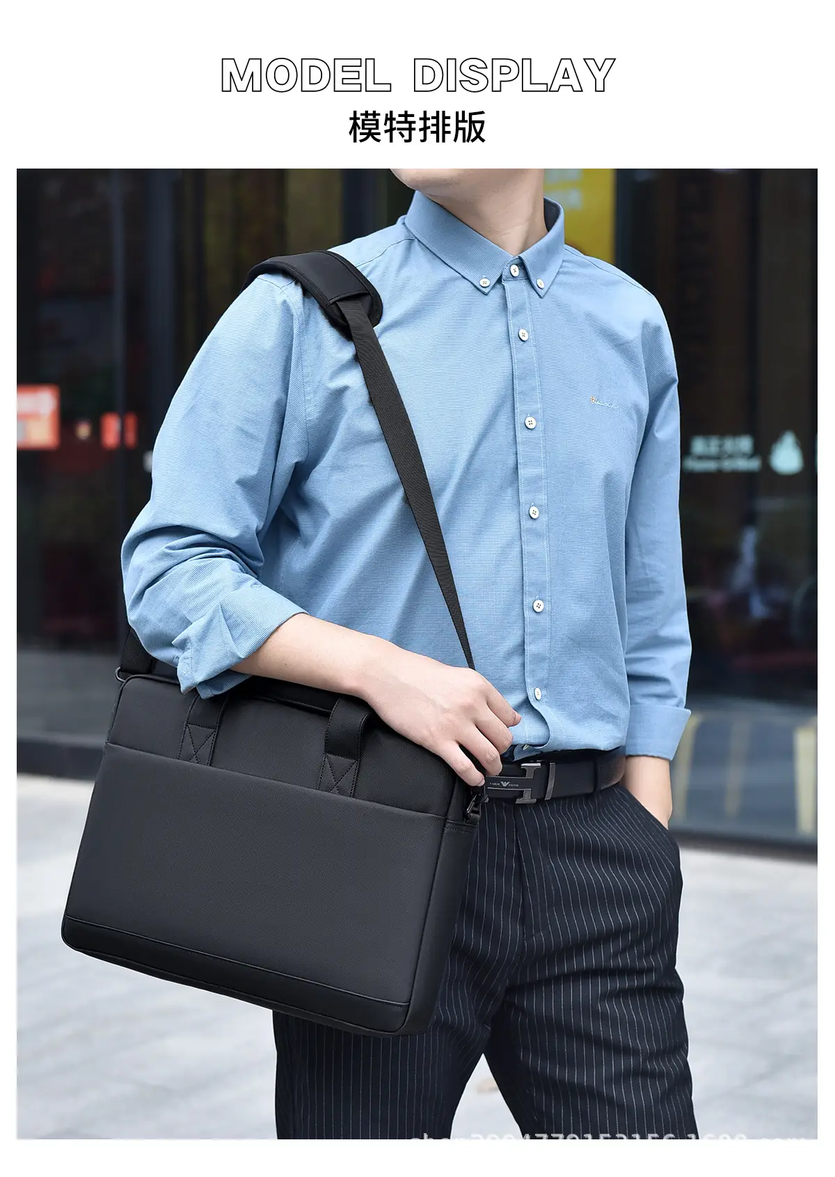 Black Multi-Compartment Laptop Bag with Water Proof & Shoulder Strap — feature 12