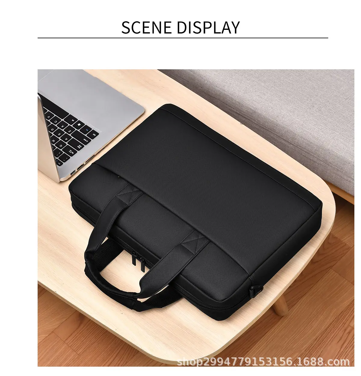 Black Multi-Compartment Laptop Bag with Water Proof & Shoulder Strap — feature 19