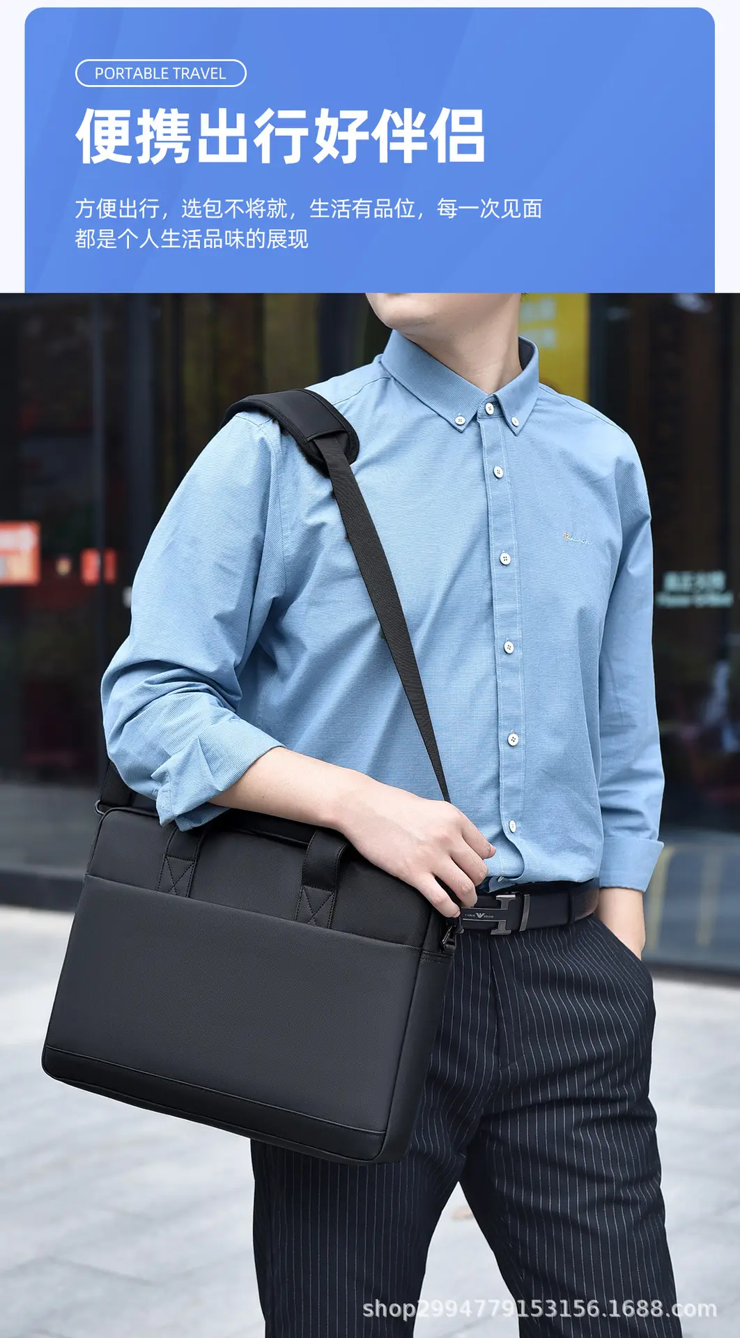 Black Multi-Compartment Laptop Bag with Water Proof & Shoulder Strap — feature 4