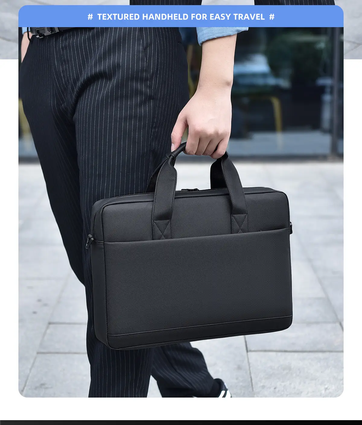 Black Multi-Compartment Laptop Bag with Water Proof & Shoulder Strap — feature 5