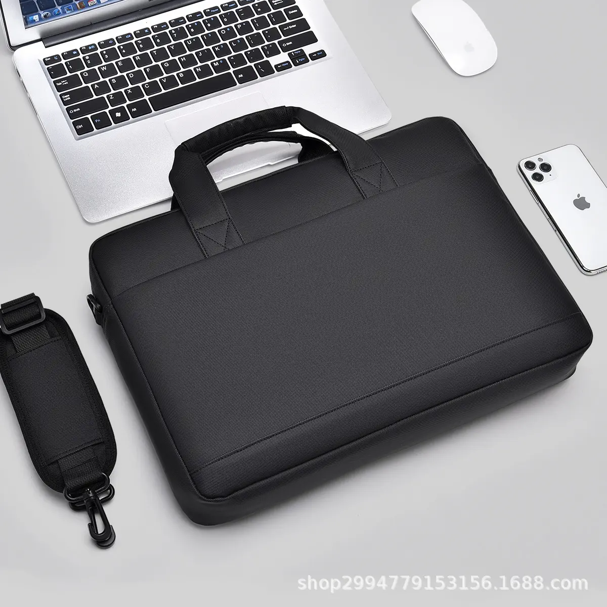 Black Multi-Compartment Laptop Bag with Water Proof & Shoulder Strap - Image 2