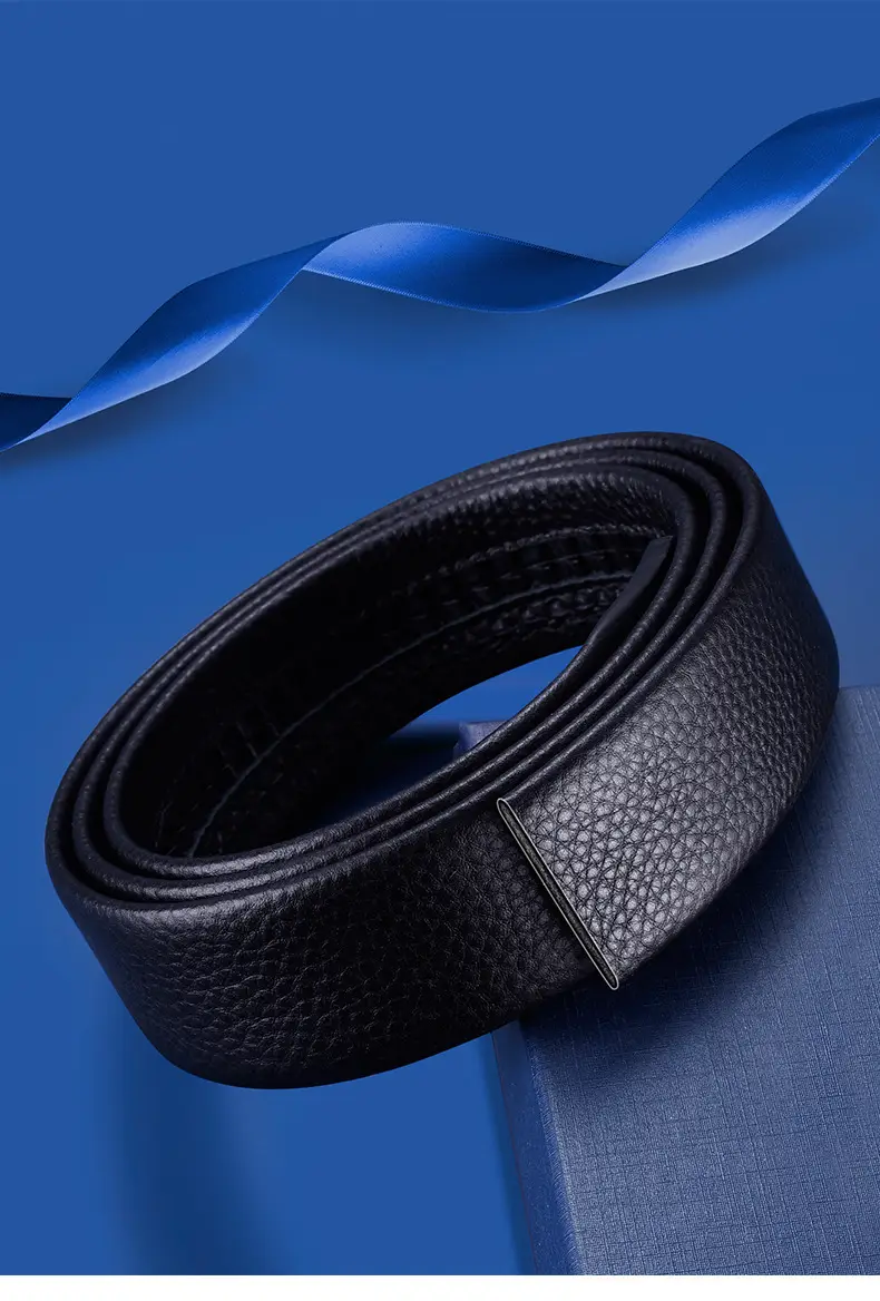 Men's Black Leather Belt with Gold Buckle — feature 16
