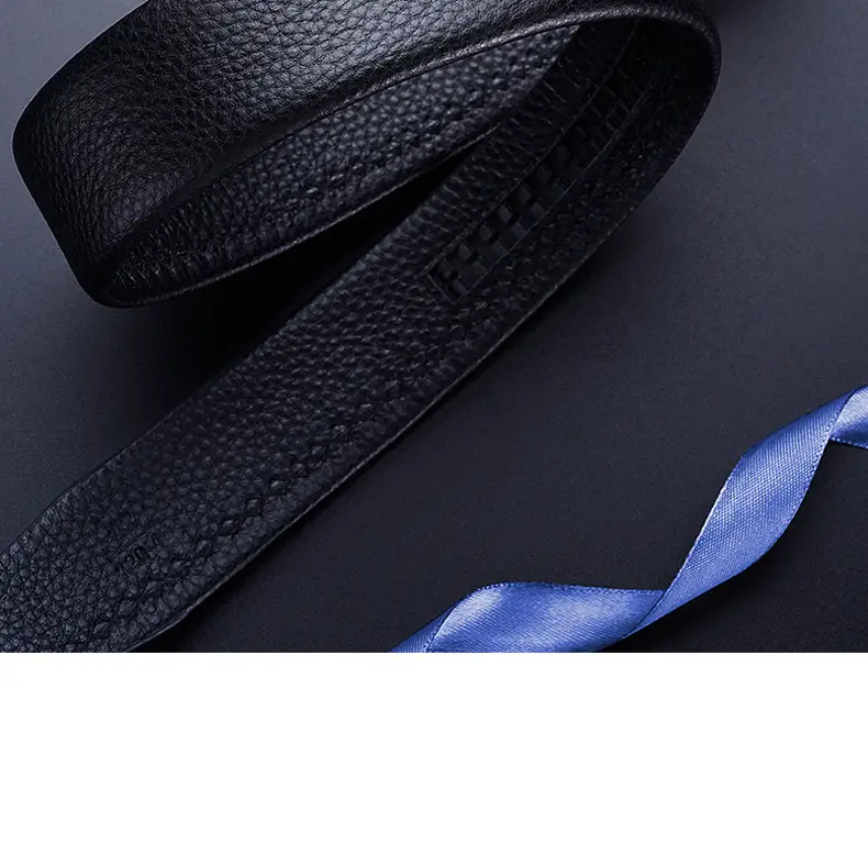 Men's Black Leather Belt with Gold Buckle — feature 19