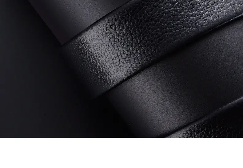 Men's Black Leather Belt with Gold Buckle — feature 7