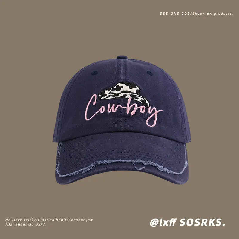 Cowboy Letter Embroidered Blue Baseball Cap — feature 19