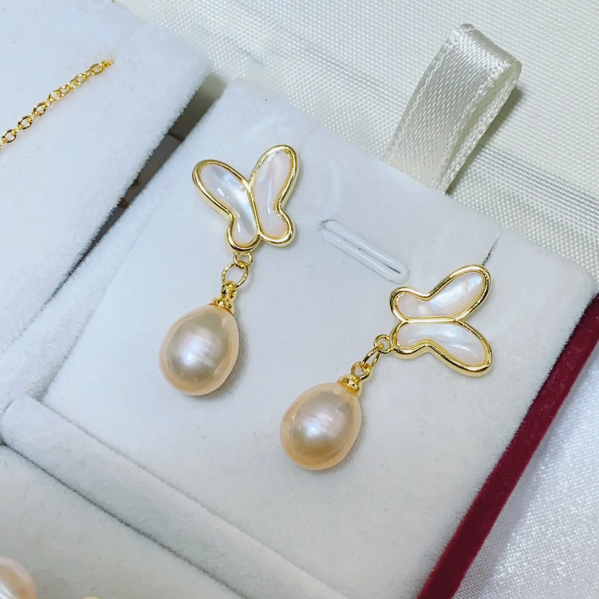 S925 Silver Butterfly Earrings with Natural Pearl Drop — feature 12