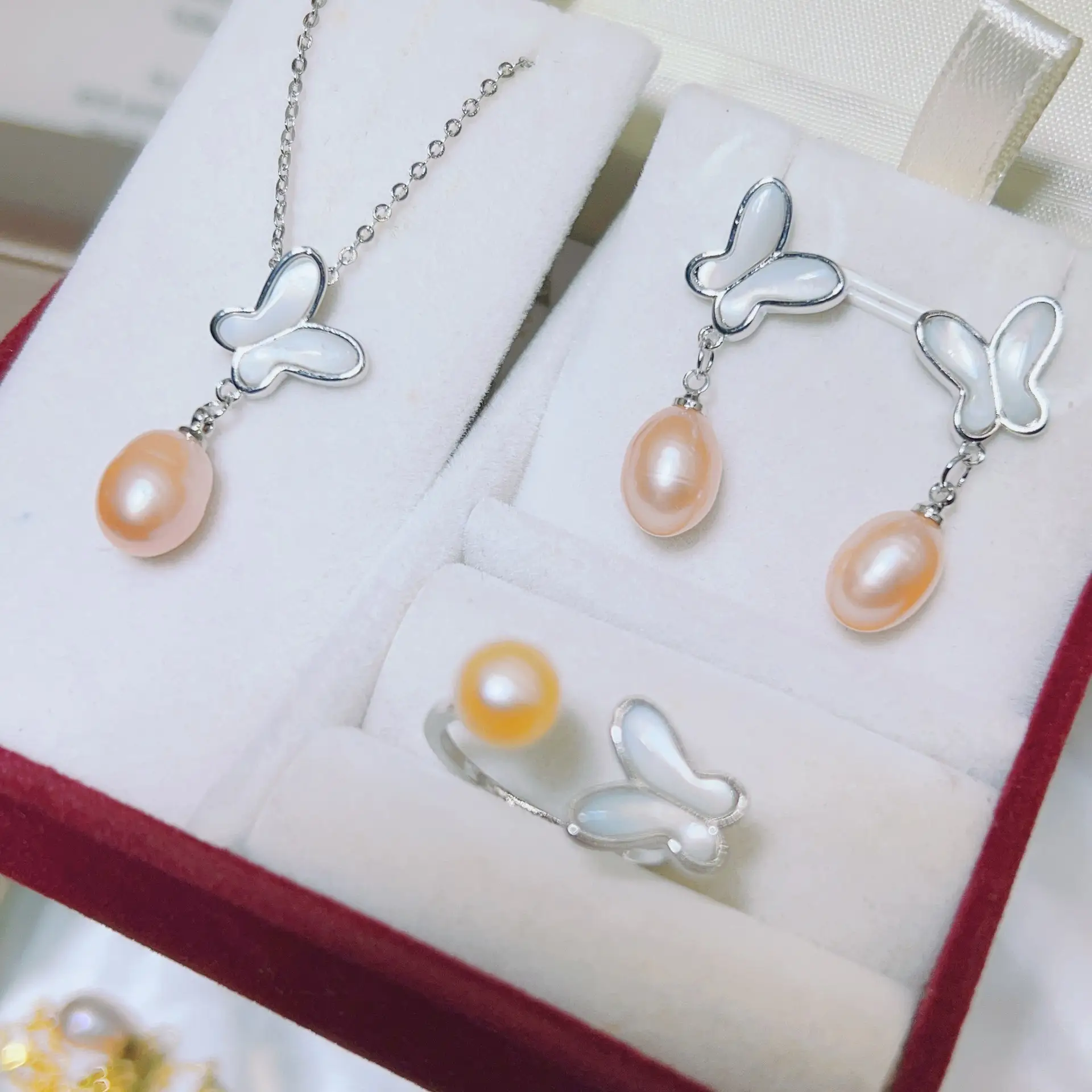 S925 Silver Butterfly Earrings with Natural Pearl Drop — feature 18